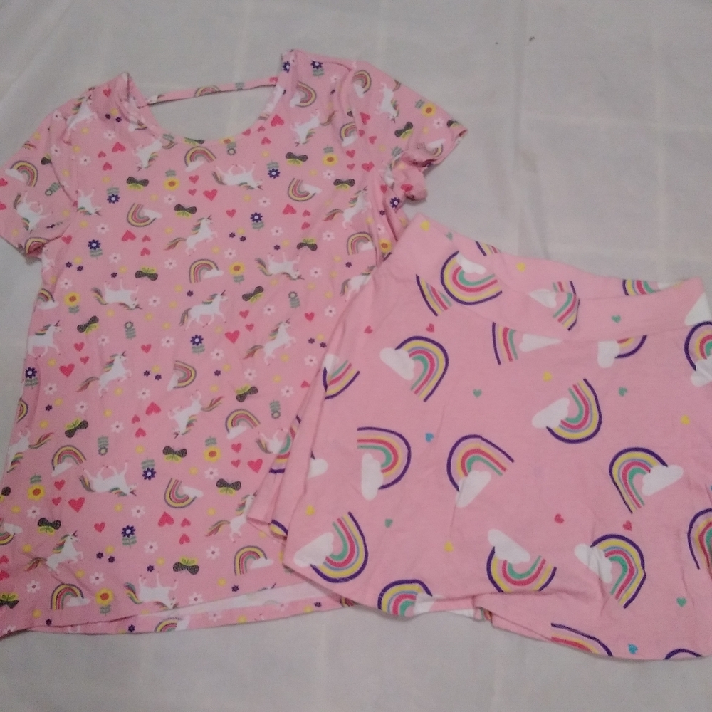 Wonder Nation Outfit Shirt Skort Large 10/12